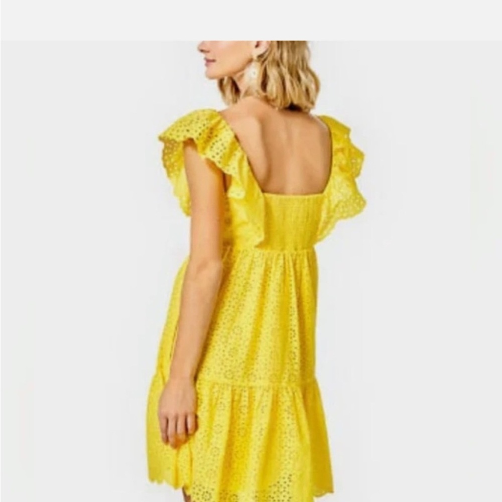 Yellow Eyelet Ruffle Dress